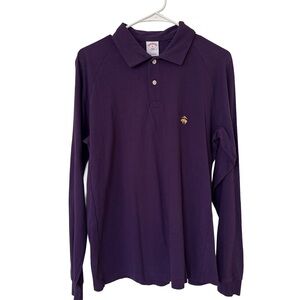 BROOKS BROTHERS 346 Men’s Purple Polo Shirt 100% Cotton Long Sleeve Sz Medium